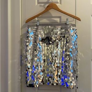 Ann Taylor Silver Sequin Mini Skirt